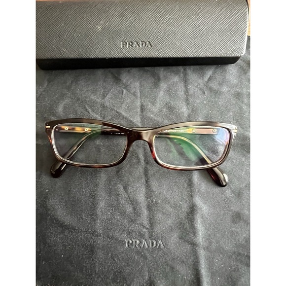Prada Eyeglasses Dark Havana/Gold Semi Butterfly Italy With case - Picture 1 of 5